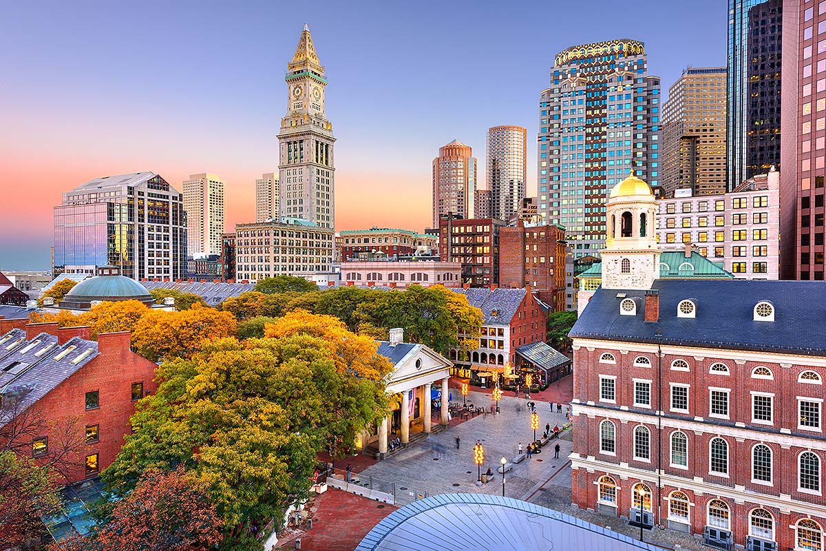 Boston city skyline travel view